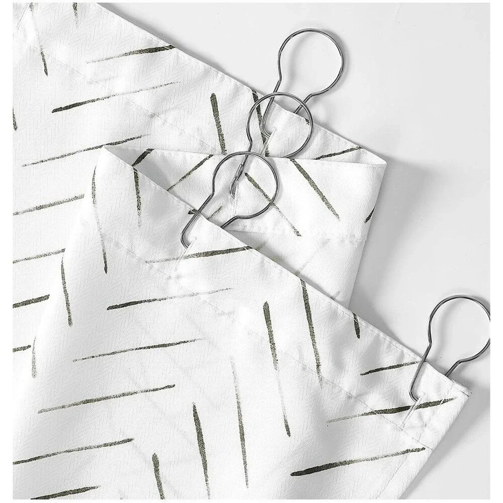 jinchan Taupe White Inky Herringbone Chevron Zig Zag Waterproof Shower Curtain 7